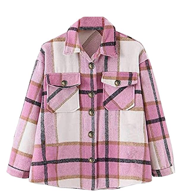 Kids Girls Flannel Plaid Jacket Toddler Long Sleeve Button Down Shirt Jacket Shacket Coats