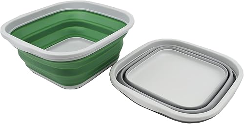 Miniatura 2 de SAMMART Juego de 2 tinas plegables de 5.5 L (1.4 galones) - Tina plegable para platos - Lavabo portátil - Tina de plástico que ahorra espacio (gris