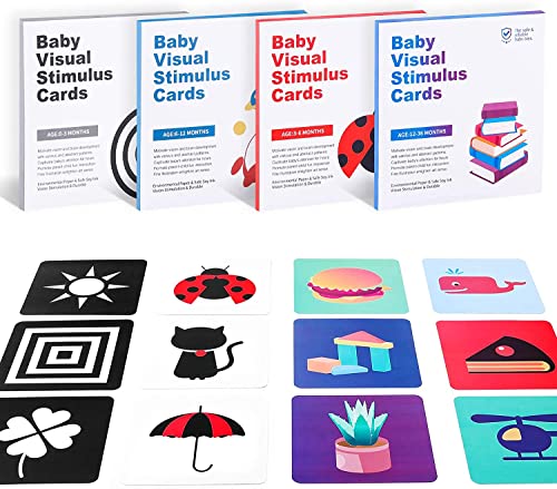 Tarjetas Flash para Bebés, 128 Piezas Tarjetas para Bebés, Tarjetas de Contraste Tarjetas Visuales...
