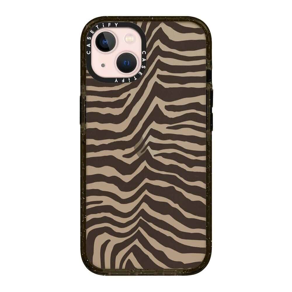 CASETiFY for iPhone 13 Case - Impact Slim Fit | 6.6 ft. Drop Protection | Zebra-Brown | Black