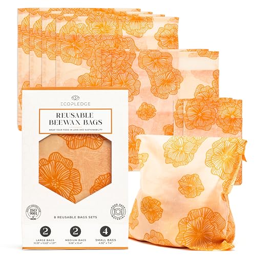EcoPledge Reusable Beeswax Food Storage Bags – 8 Pack (2