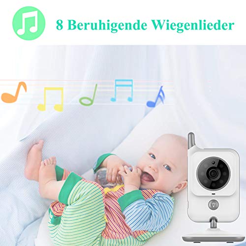 Babyphone mit Kamera Video Baby Monitor 3.2 Zoll Babyfon mit Talk Back und Temperaturüberwachung,Nachtsichtkamera,Schlaflieder,Nachtsicht, Intercom-Funktion VOX - 4
