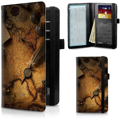 Image of FUYOCWE Leather Checkbook Cover for Men & Women, Checkbook Holder Wallet RFID Blocking | 1776 Patriotic Vintage American Map