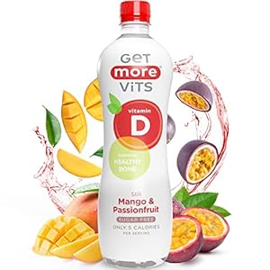 Get More Vits Flavoured Water – Mango & Passionfruit Still Water with 10ug Vitamin D & Calcium – Low Calorie, Sugar Free…