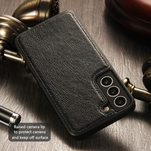 Image of MOBILOVE PU Leather Flexible Shockproof Design Back Case Cover for | Samsung Galaxy S22 Plus 5G (Black)