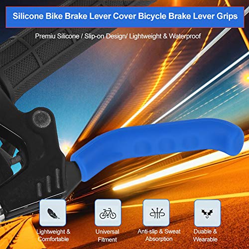 5 Colors Bike Brake Lever Protector Cover, Bike Silicone Grips Anti-Slip Waterproof Protector Cycling Accessory(Blue) #TOP1