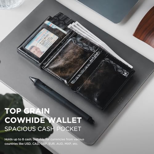 Image of VULKIT Card Holder Wallet with Coin Pocket Magnetic Closure Pop Up Cards With ID Window Leather Wallet for Cash & Credit Cards | with Coin Pocket