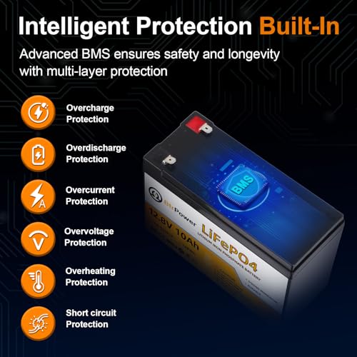 Image of 12V 10Ah Lithium LiFePO4 Battery|5000+ Deep Cycles LiFePO4 Battery|with 10A BMS | fit for Cyberpower UPS,Lighting,Power Wheels,Fishfinder and More