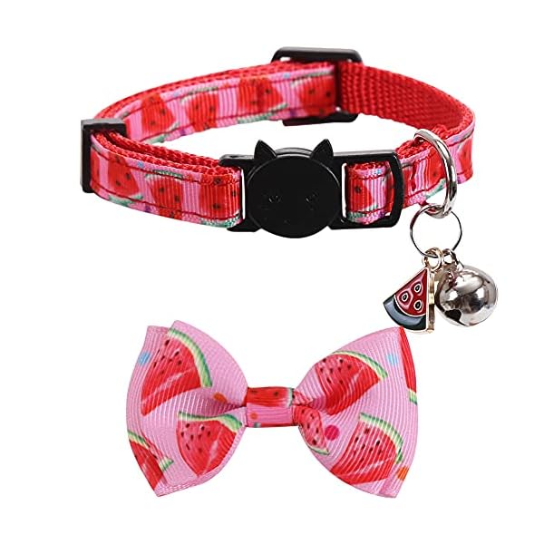 Lamphyface 3 pack/set cat collar breakaway with cute bow tie and bell for kitty adjustable safety fruit - image 4