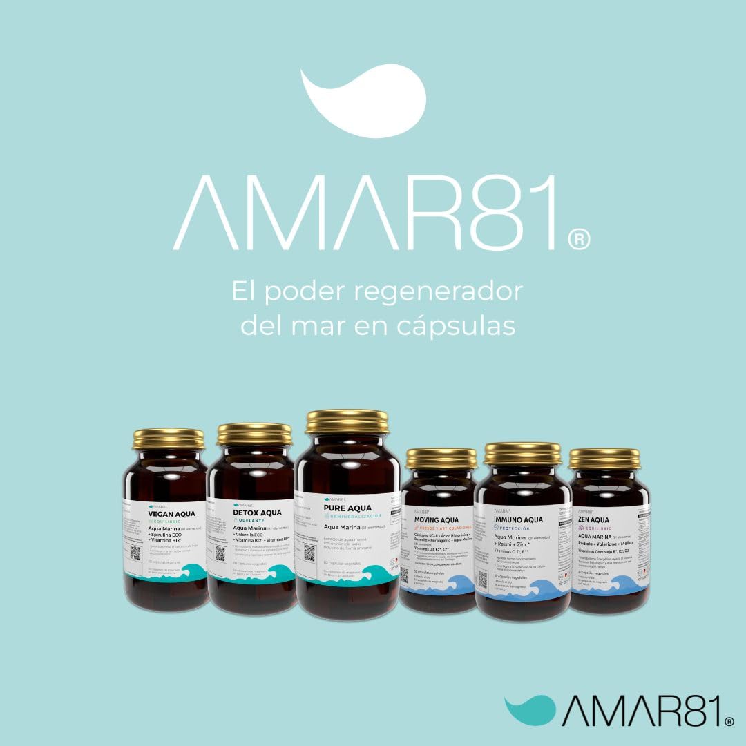 Colágeno UC-II®, Ácido hialurónico, Boswellia, Harpagófito y Sales minerales de agua de mar | Suplemento alimenticio para articulaciones, movilidad y huesos | MOVING AQUA | 90 cápsulas