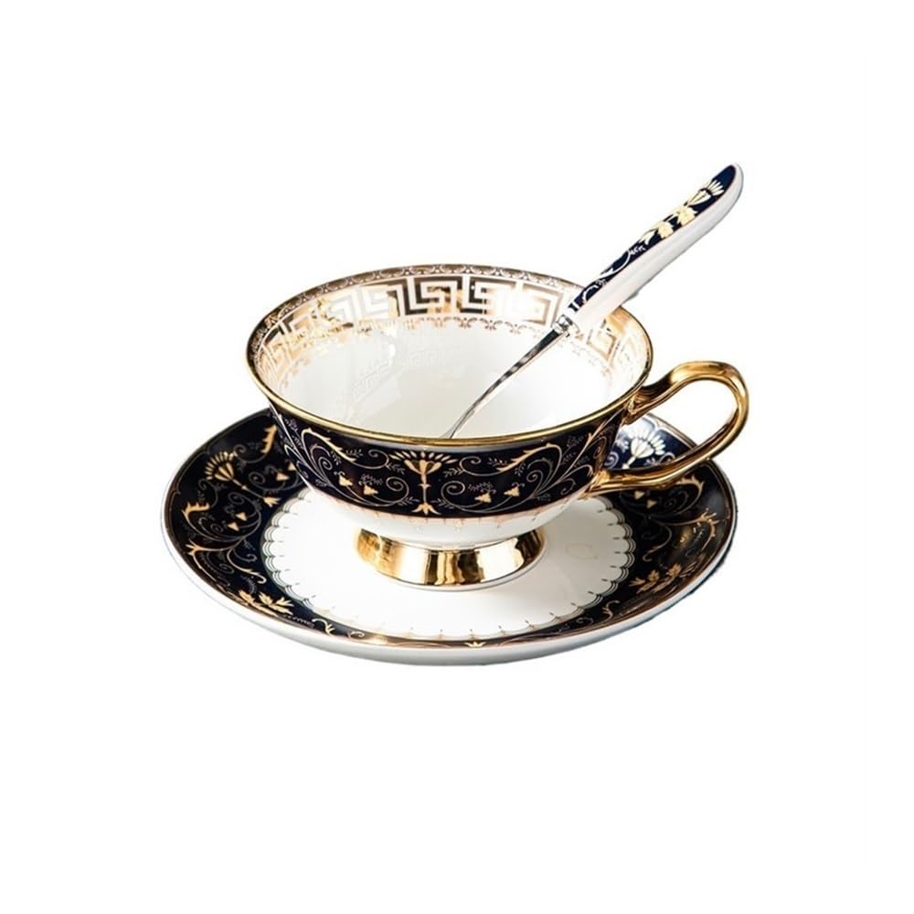 Kubki Zestaw do kawy w stylu europejskim, filiżanki z porcelany kostnej retro, ceramiczne i spodki, wysokiej jakości wykwintny zestaw herbaty popołudniowej do Latte, Gorącej Herbaty, Mleka