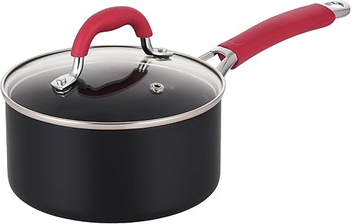 EPPMO Cacerola antiadherente con tapa, sartén pequeña anodizada resistente a los arañazos, apta para lavavajillas, 1.6 cuartos de galón