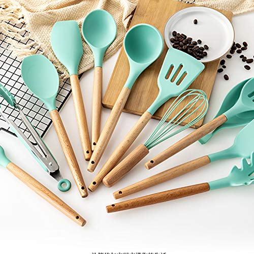 KKmoon Conjunto de utensílios de cozinha 12 unidades Conjunto de utensílios de cozinha de silicone C