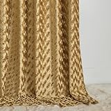 GIGIZAZA Gold Curtains 96 Inches Long for Modern Living Room, Velvet Window Panels Back Tab Drapes Dot Jacquard Luxury Home Decor Bedroom Curtains Set of 2
