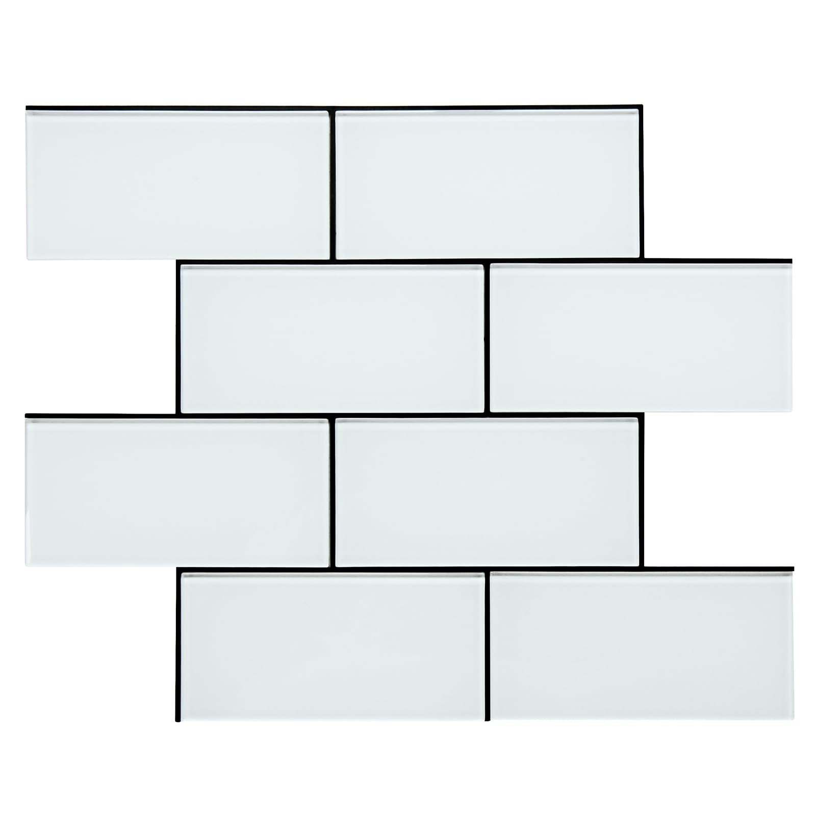 Azulejos de vidrio para salpicaderas de cocina moderna tipo metro autoadhesivo blanco y negro