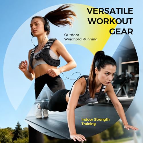 Image of PACEARTH Weighted Vest,6lb /8lb /10lb /12lb /16lb /20lb /25lb /30lb Weight Vest with Reflective Stripe, Body Weight Vests for Women, Men, Weight Loss Workout, Strength Training, Running, Walking, Jogging