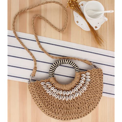 Bolso Mini Media Luna de Rattán y Paja para Mujer miniatura 2