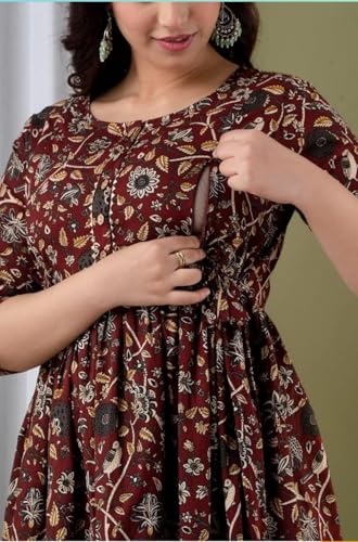 Image of Women's Maternity Kurti for Feeding Zippers | Feeding Kurti with Concealed Zip for Pre & Post Pregnancy |Maternity Dresses for Women (Combo Pack of 2 Kurti)