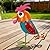 STANKGARDEN Metal Wacky Rooster Garden Statues, 11” Rooster Outdoor Decor Chicken Yard Art Sculptures Decoration for Home Outsiede Patio Lawn Backyard, Gift for Women Lovers Moms(Red & Blue)