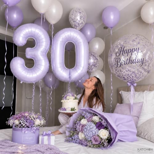 Image of KatchOn 40 Inch Pastel Purple Number Balloon 0 Foil 0-9 Birthday Big Number