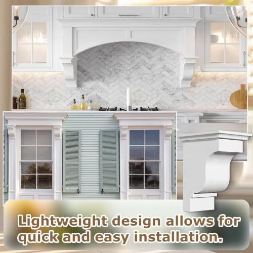 Image of Briwooody 2 Pcs Unfinished Paintable Corbels Bracket for Doorway Countertop Home Cabinet Bookshelves Furniture Support PU (3 1 /2 W X 5 D X 7 Inch H,Classical Style)