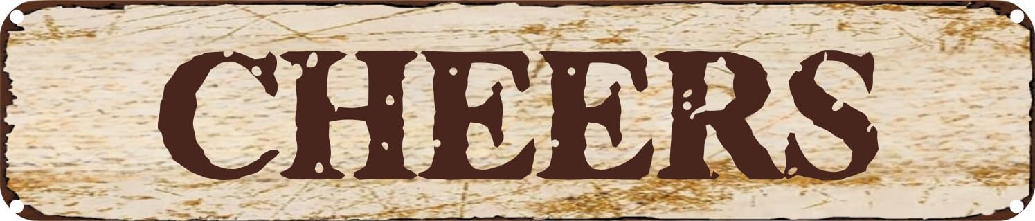 Vintage Tin Sign Retro Metal Wall Decor CHEERS Rustic Aluminum Plaque for Home,Bar,Kitchen,Garage,Man Cave 4x16 Inch