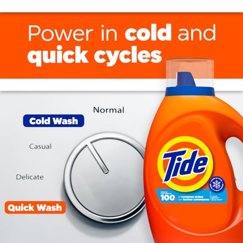 Image of Tide Laundry Detergent Liquid, Clean Breeze Scent, 64 Loads, 80 fl oz, Works on 100% of Common Stains