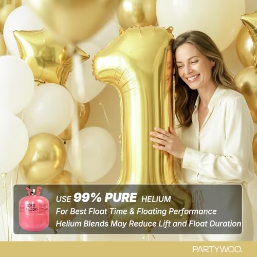 Image of PartyWoo Gold Number 18 Balloon 40 Inch 33pcs Metallic Gold Foil Star White