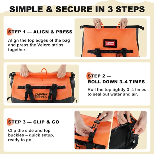 Image of Waterproof Duffel Bag 25L /40L /60L - Heavy-Duty Motorcycle Tail Bag, Roll-Top Dry Bag for Travel, Camping, Boating, Kayaking, Outdoor Adventure