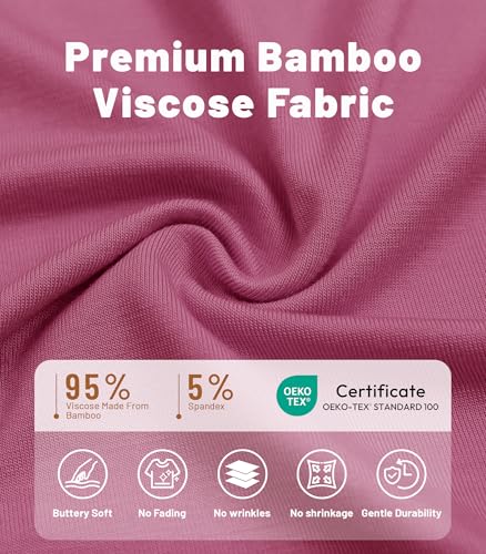 Image of NACHILA Nightgowns for Women-Viscose Made from Bamboo, V Neck Sleepshirts Short Sleeve Sleepwear Cool Nightshirt