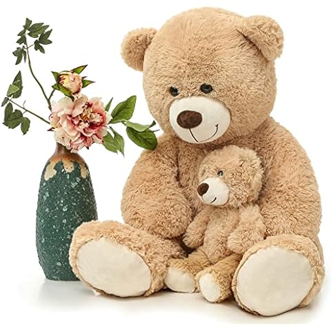 MorisMos Giant Teddy Bear Mommy and Baby Bear Soft Plush Bear Stuffed Animal for Teddy Bear Baby Shower, Tan, 39 Inches Cover