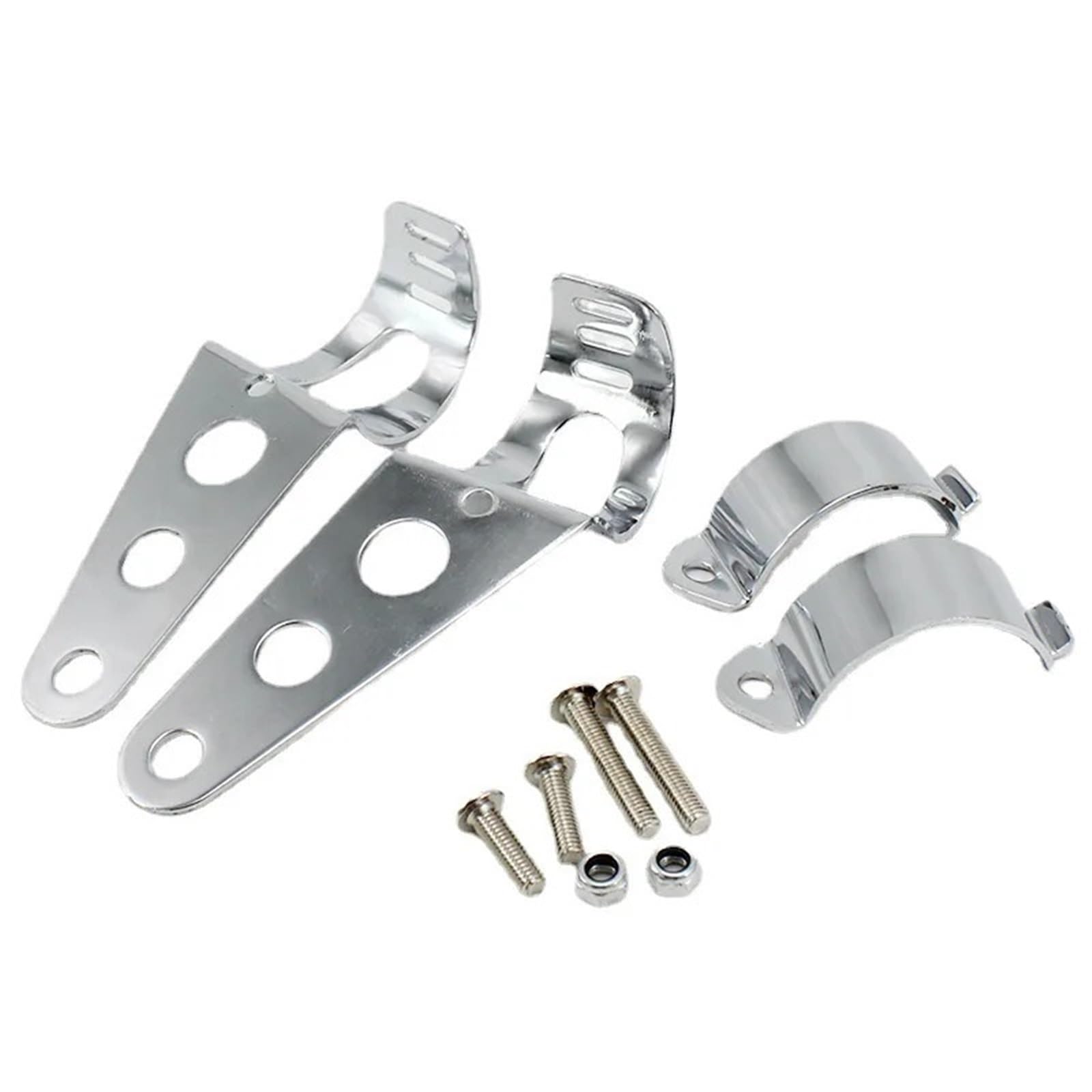 Headlight Bracket Universal Motorcycle Headlight Mount Bracket Fork Ear Chopper Headlamp Holder Clamp Adjustable Motor 41-51mm(Silver)