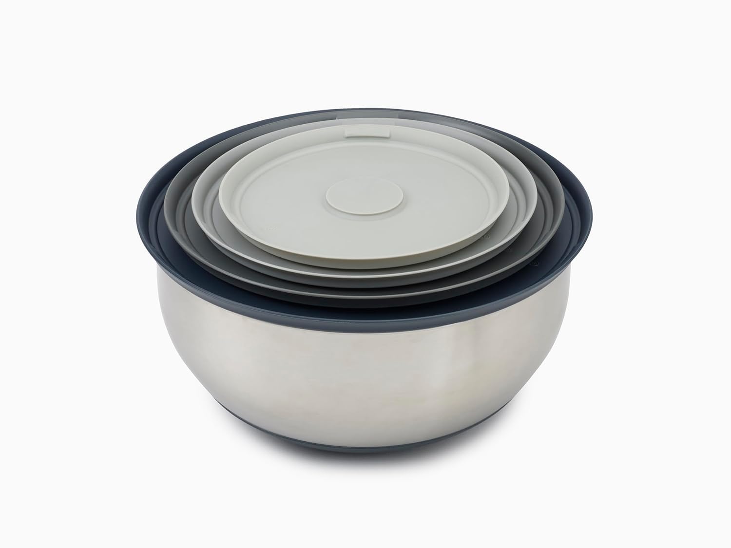 Joseph JosephPrep&Store- Stainless Steel Mixing Nest Bowls with Lids, 4 piece Metal Bowl food Storage Set, Stainless Steel