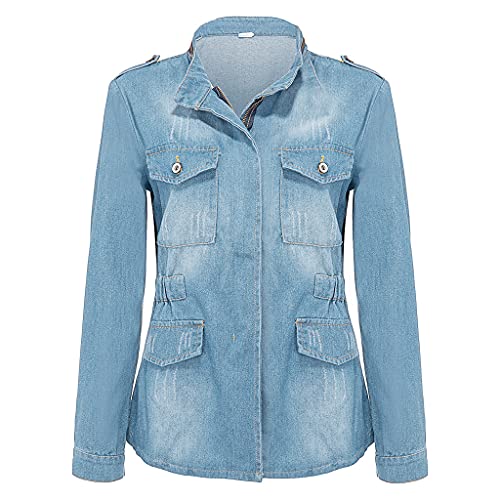 Veste en jean pour femme coupe ample confortable avec grandes poches