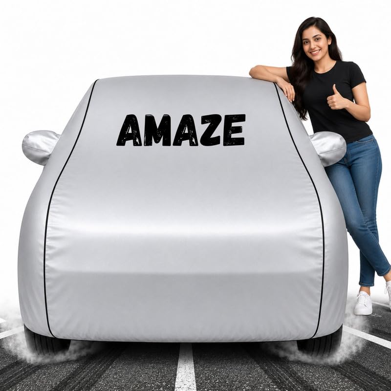 Image of Custom Fit Silver 100% Waterproof Amaze Car Cover | Polyester Car Body Covers for Rain & Sun | UV Protection, Dustproof, Scratch Resistant, Windproof, Heat Resistant