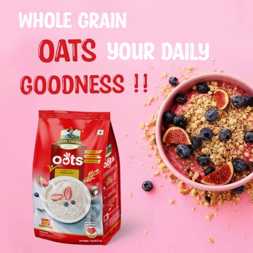 JEWEL FARMER Instant Oats 1kg Healthy & Delicious Meal Ready to Eat Helps in Weightloss with Assorted Vegetables and Seasoning