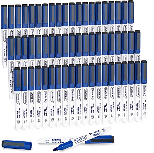Blue Dry Erase Markers, Shuttle Art 60 Pack Magnetic Whiteboard Markers with Erase,Fine Point Dry Erase Markers Perfect For Writing on Whiteboards, Dry-Erase Boards,Mirrors for School Office Home