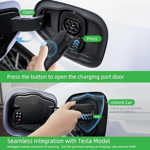 Level 2 EV Charger, 40 Amp, Portable EV Charger for Home, J1772, 25ft Cable, 240V, Charging Stations with LED Display and Breath Ring Indicator, NEMA14-50 Plug