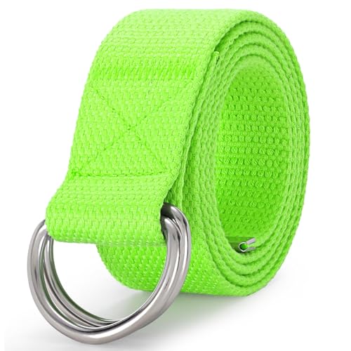 Image of WHIPPY Mens Canvas Belt with Metal Double D-ring 1 1 /2 inch Wide Plus Size Unisex Web Cloth Casual Belt for Jeans Pants