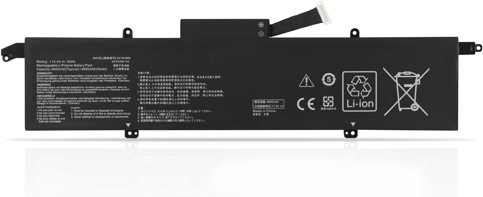C41N1908 Laptop Battery for Asus ROG Studio Pro 14 PX401QM PX401IV Zephyrus G14 GA401 GA401I GA401Q GA401II GA401IU GA401IV GA401IVC GA401IH GA401IHR GA401QC GA401QH GA401QM GA401QE GA401QEC C41PQ05