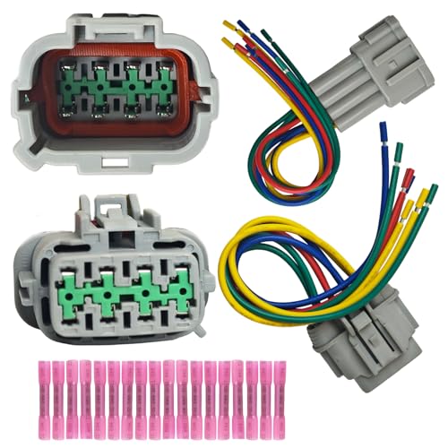 Headlight HID 8-Pin Connector Pigtail (Male & Female), fits headlamp OE 26010-CF40B / 26060-CF40B, Compatible with Nissan 350Z 2006-2009 (Xenon)