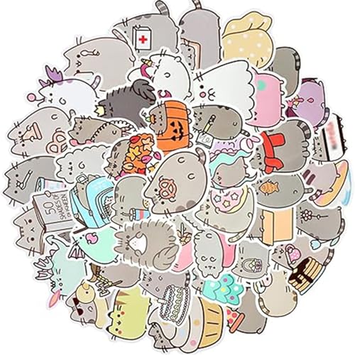 Krilucly 50 pegatinas bonitas para gatos, pegatinas para gatos de dibujos animados astéticos, pegatinas de animales lindos para niños, impermeables graffiti calcomanía, para portátil, botella de agua,