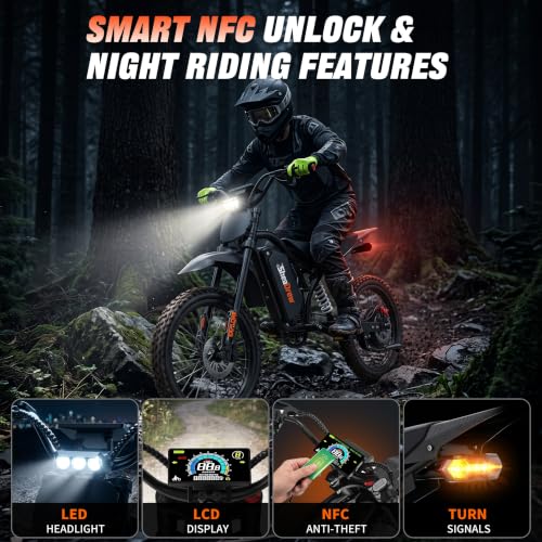 Image of 6000W Peak Electric Dirt Bike, 50MPH Off-Road Ebike, 60V Removeable Battery, Dual Suspension, Hydraulic Disc Brakes, UL2849 Certified Electric Bike for Adults & Teens