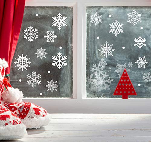 Stickers Noel Fenetre Electrostatique, Décoration Autocollants Noël Fenêtre Blanc Doré, Pour Fenêtre Vitrine Verre - Maison Stickers Noel Soldes