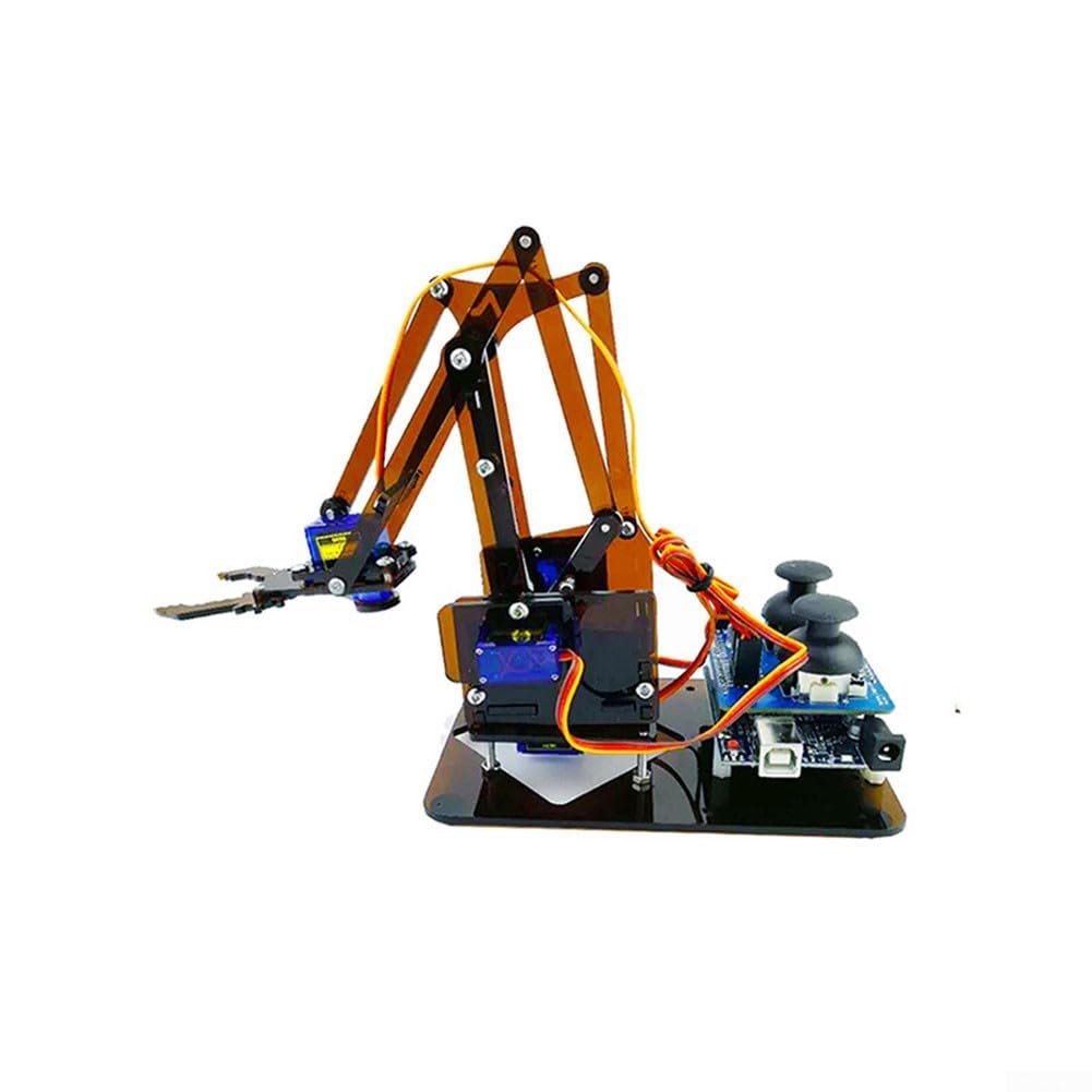 Kit braccio robotico acrilico 4DOF fai da te elettronica con artiglio per apprendimento a vapore e progetti creativi per ragazzi dai 14 anni in su per ARDUINO (Orange pro)