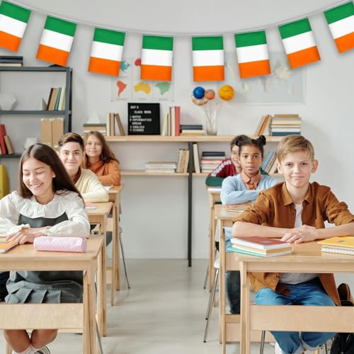 Image of Ireland Flags Irish String Flag Banners for Patriotic Events Independence Day Sports Bars Inside Outside Decorations 33 Feet 30 Flags
