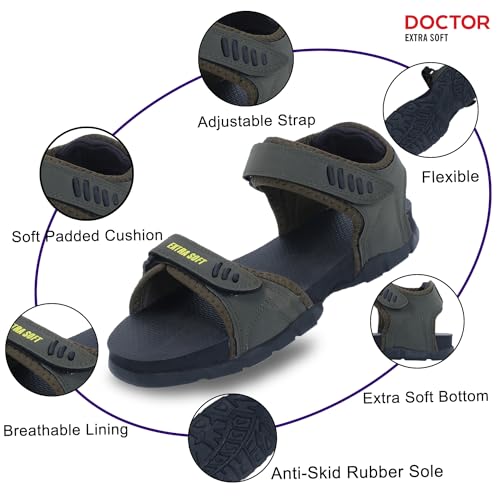 Image of DOCTOR EXTRA SOFT Men's Classic Athletic & Outdoor Casual Sandals /Floaters With Adjustable Cushion Strap For Adult|Comfortable & Lightweight|Stylish & Anti-Skid|Everyday Use For Gents & Boys D-301