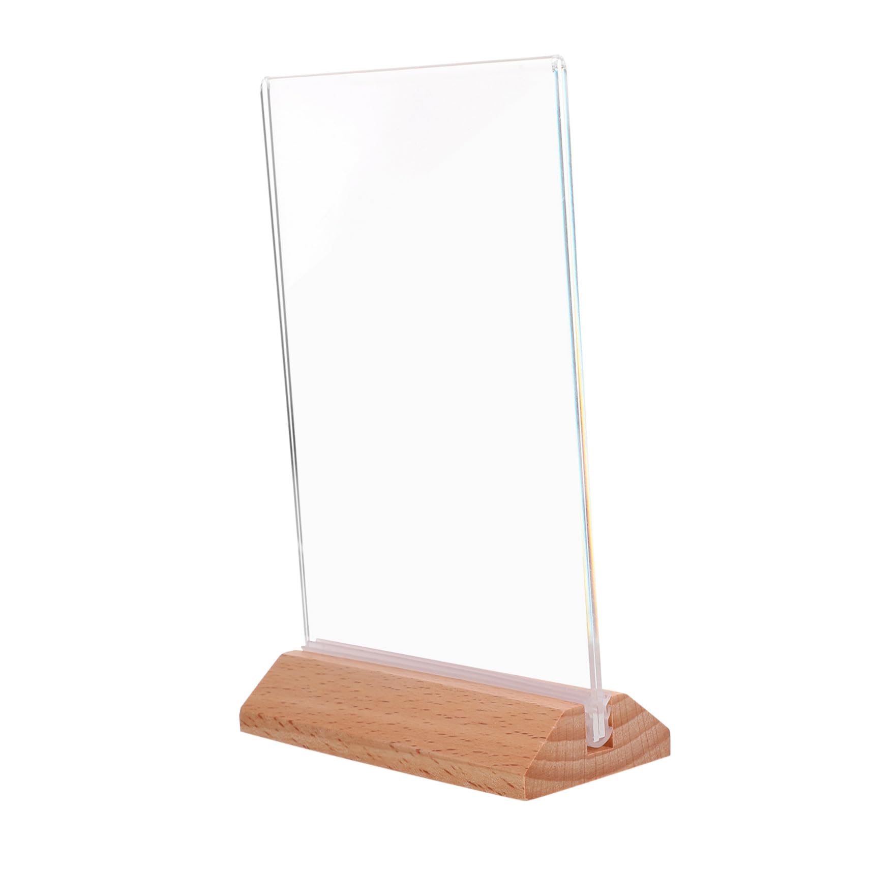 6 Stück Teiliges Klarsicht Schildhalter mit Natürlichem Holzsockel Klarer Display ständer für Poster Leichter Stabiler Tischaufsteller für Büro Restaurant Zuhause