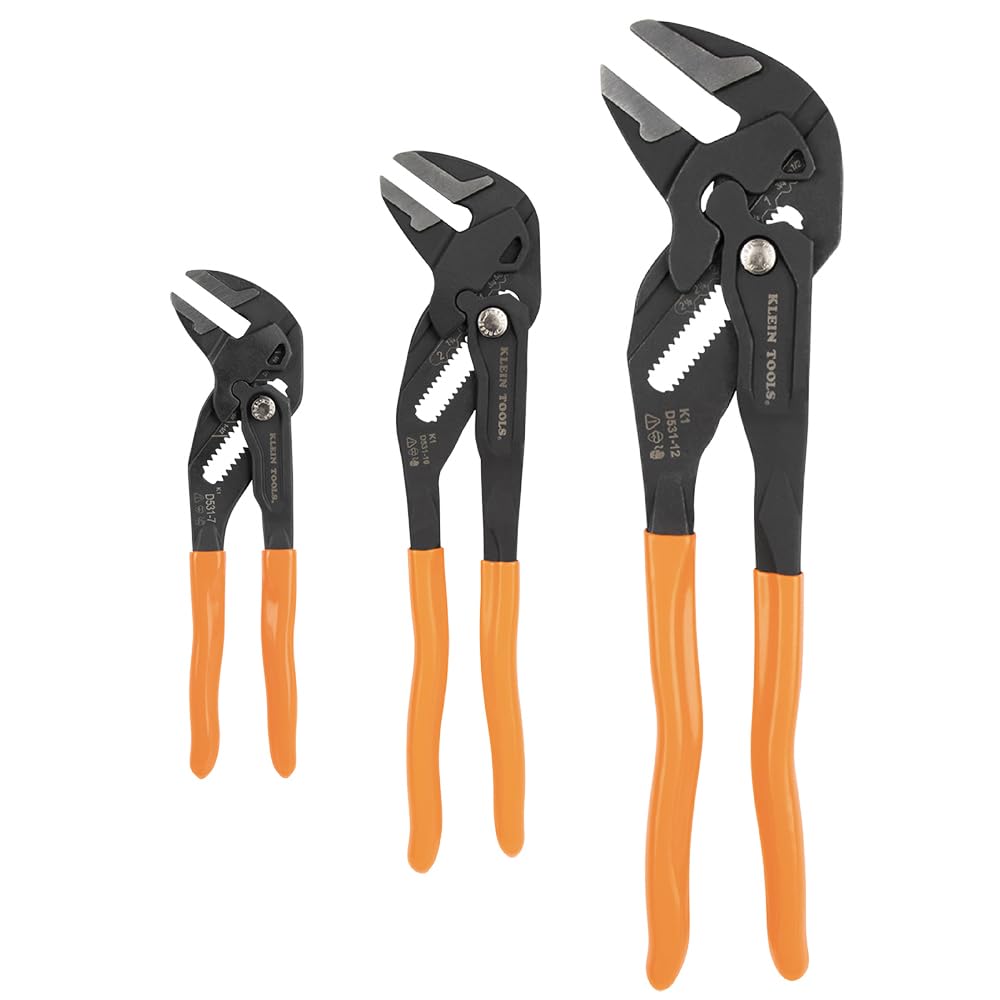 D53103KIT Adjustable Pliers Wrench Set, Compact High-Leverage Parallel Smooth Jaw Pliers, 7-Inch, 10-Inch and 12-Inch, 3-Piece