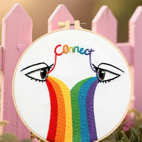 Image of Crafmanoe Hand Embroidery Kits for Beginners Adults, LGBT Embroidery Starter Kit, Stamped Cross Stitch Kits for Beginners Adult Craft Kits for Women, Entire Set of Embroidery Supplies & Video Tutorial